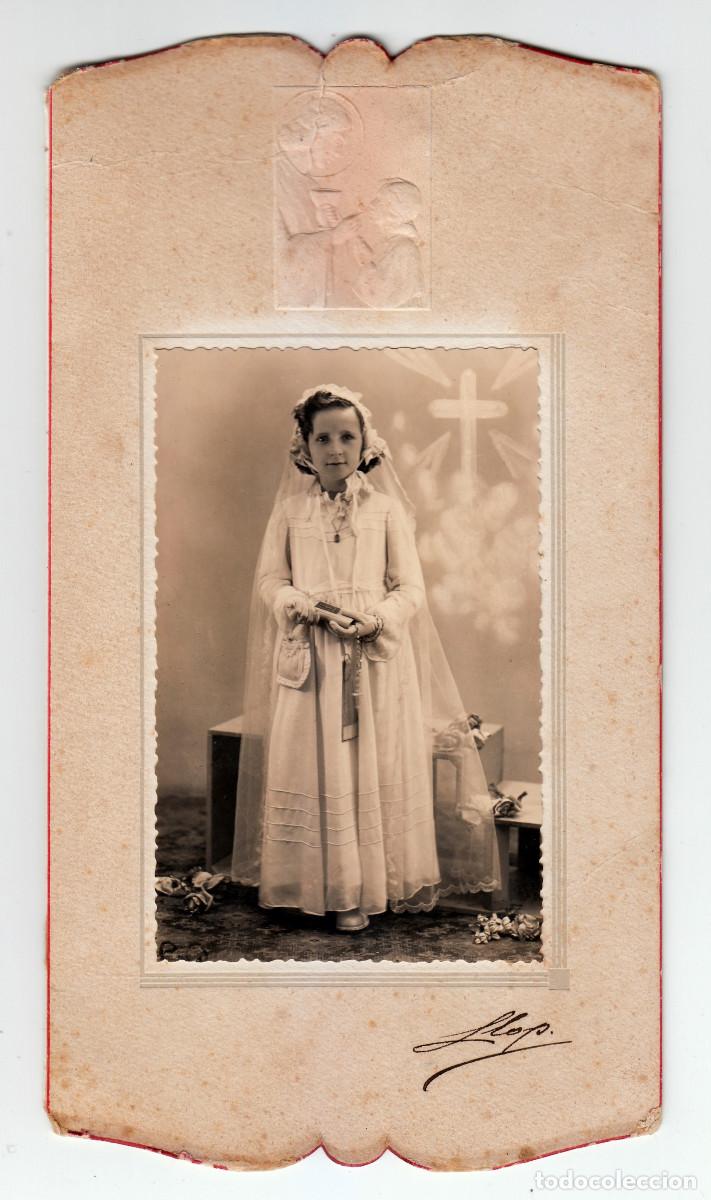 Fotograf&iacute;a antigua: Llop, Burjasot, Val&egrave;ncia. Ni&ntilde;a guapa de Comuni&oacute;n. A&ntilde;os 20-30.