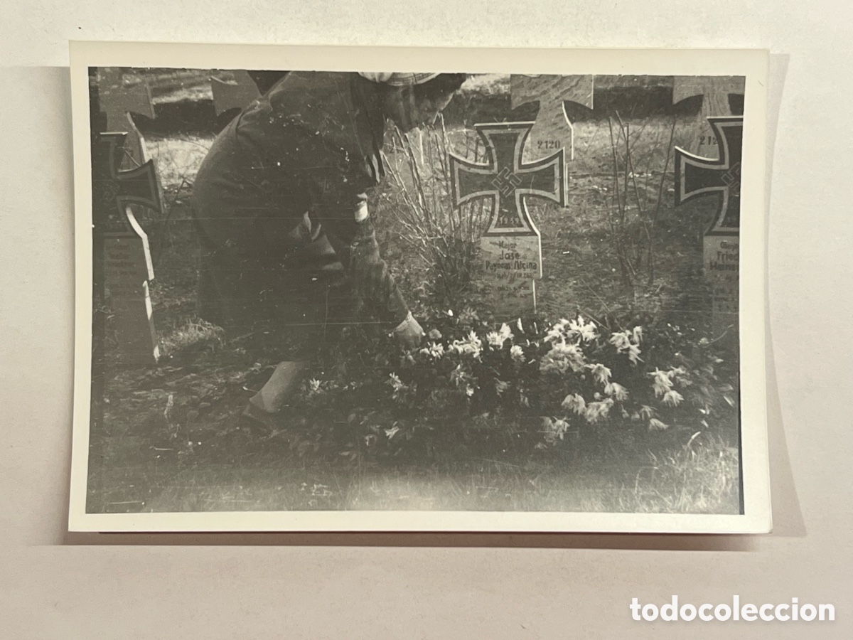 Fotografia antiga: DIVISI&Oacute;N AZUL. Fotograf&iacute;a Cementerio Alem&aacute;n.. Jose Payeras.. Soldado Division Espa&ntilde;ola.. Fotograf&iacute;a