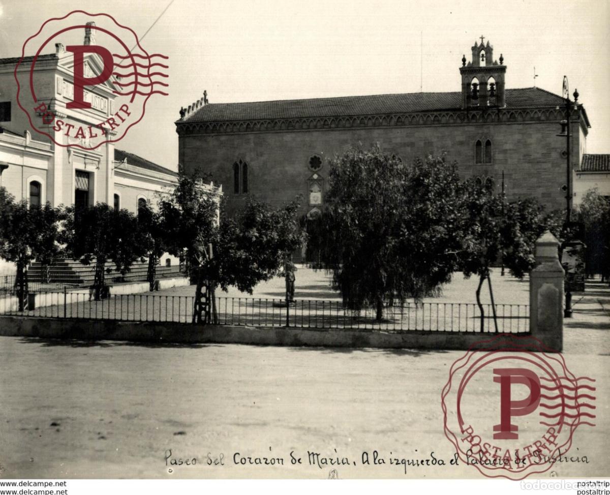 Fotograf&iacute;a antigua: EXTREMADURA BADAJOZ ESPA&Ntilde;A. ALMENDRALEJO. PASEO DEL CORAZON DE MARIA, A LA IZQUIERDA PALACIO D