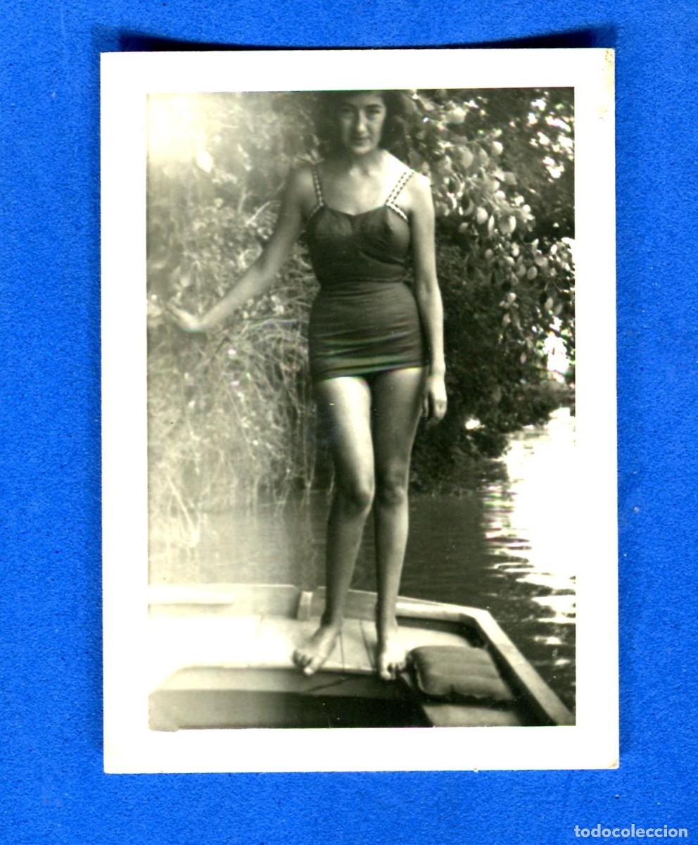 Fotografia antiga: FOTOGRAFIA RETRATO DE MUJER CON BA&Ntilde;ADOR