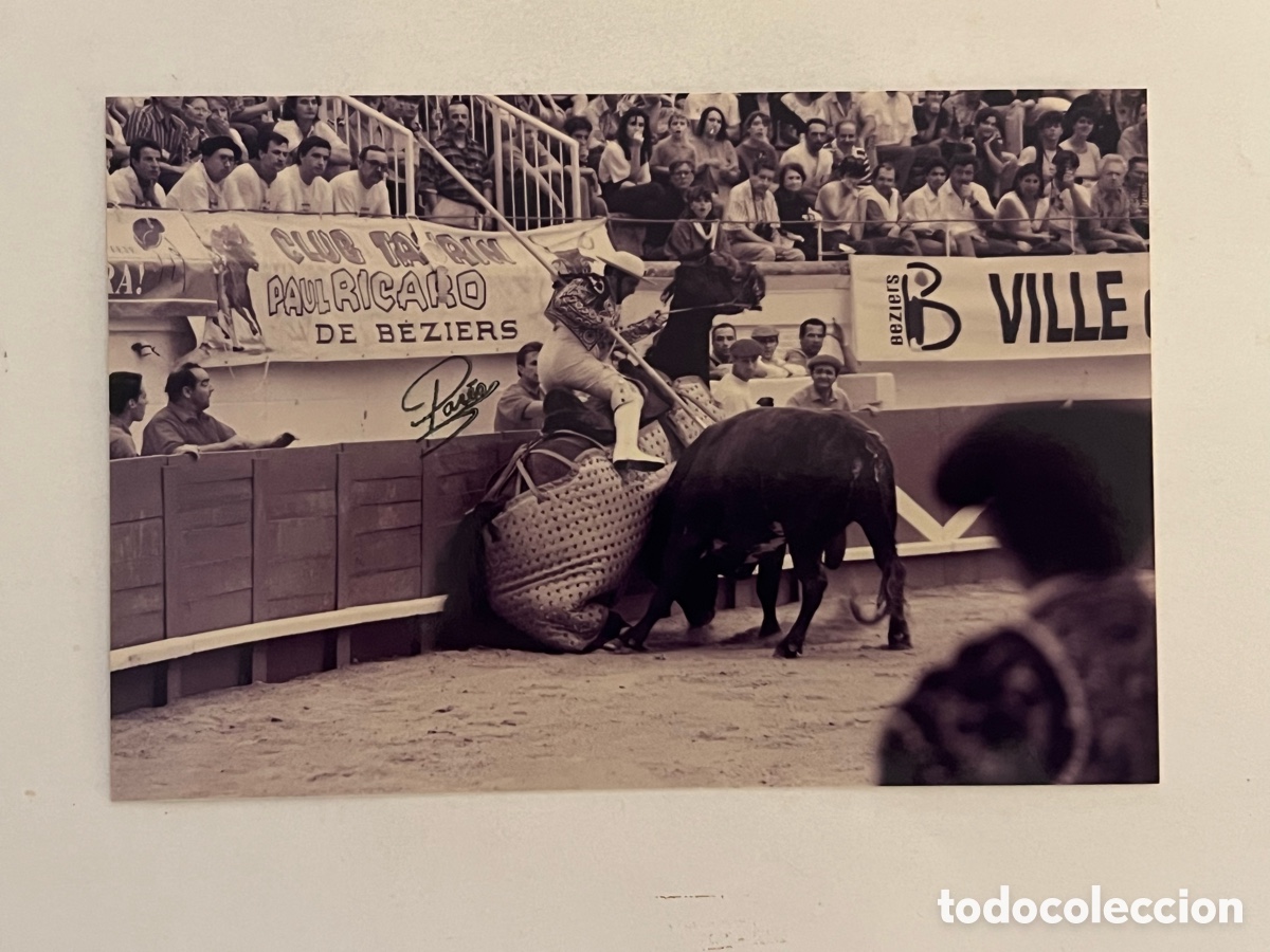 Antique Photography: TAUROMAQUIA. El Picador JOS&Eacute; BERNAL, derribado por un Miura. Fotograf&iacute;a Pares, Francia (10 x 15)