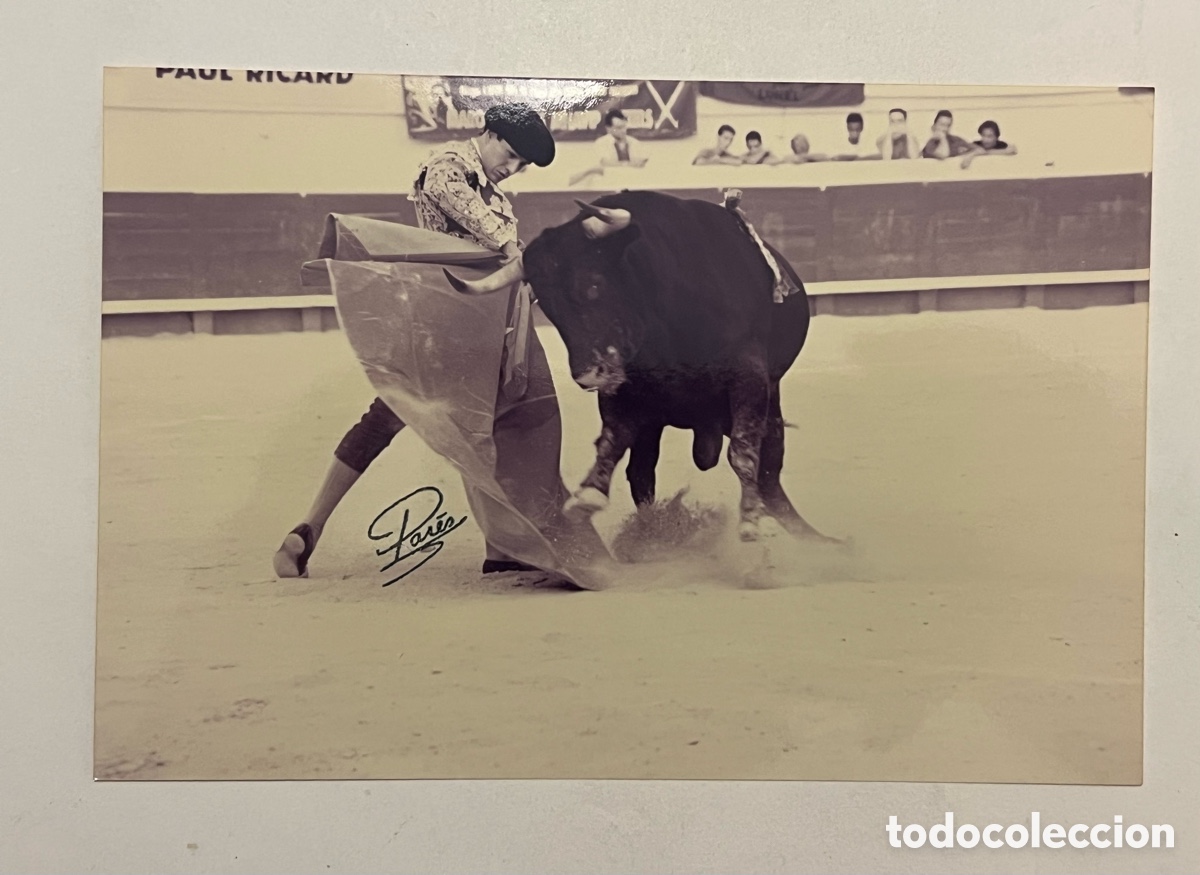 Photographie ancienne: TAUROMAQUIA. Torero, Joselito delante del toro. ARENES DE BEZIERS. Fotograf&iacute;a Pares, Francia