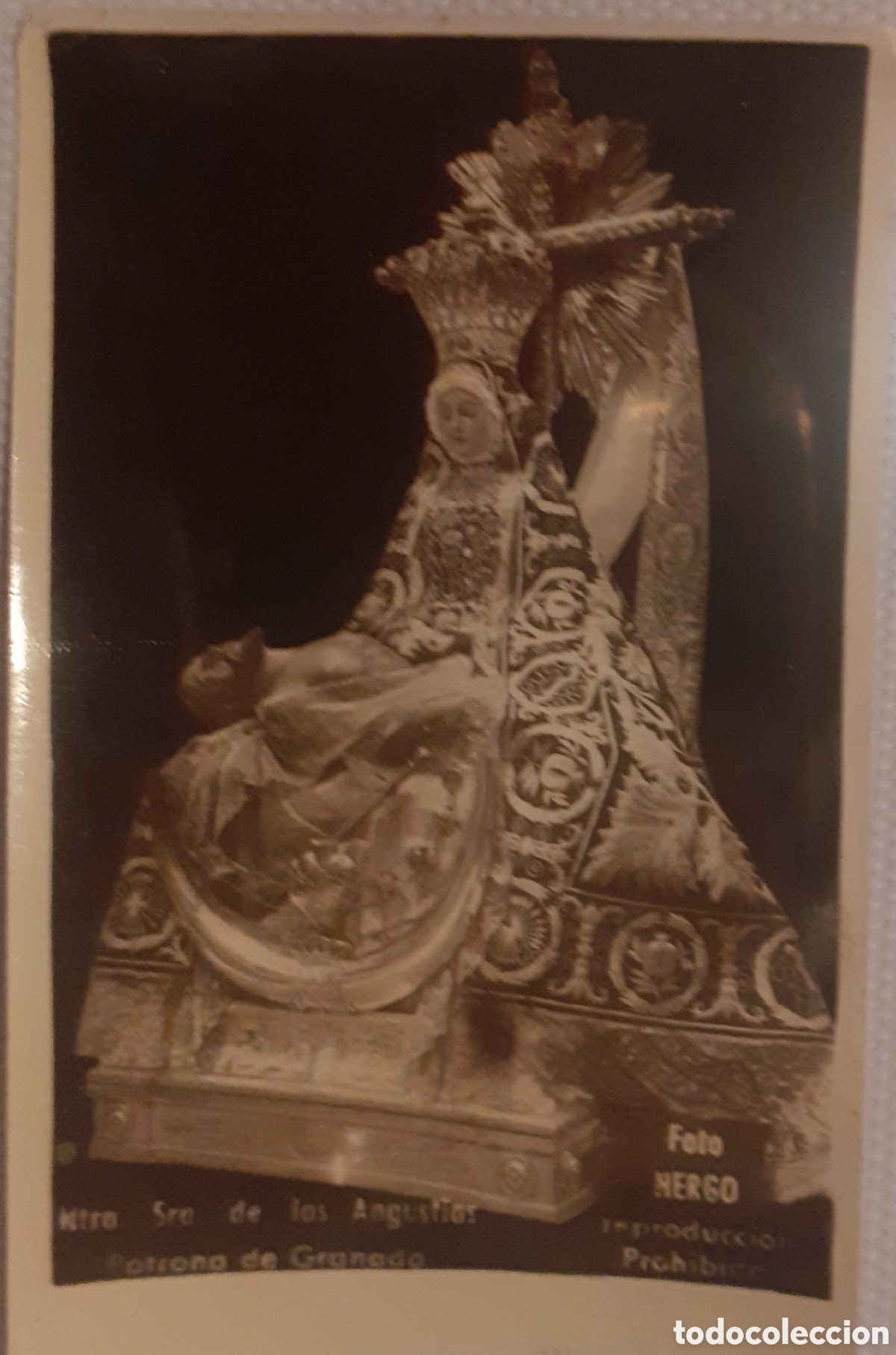 Fotograf&iacute;a antigua: ANTIQUISIMA FOTO NUESTRA SE&Ntilde;ORA DE LAS ANGUSTIAS. PATRONA DE GRANADA. FOTO HERGO. 8 X 6 CM.