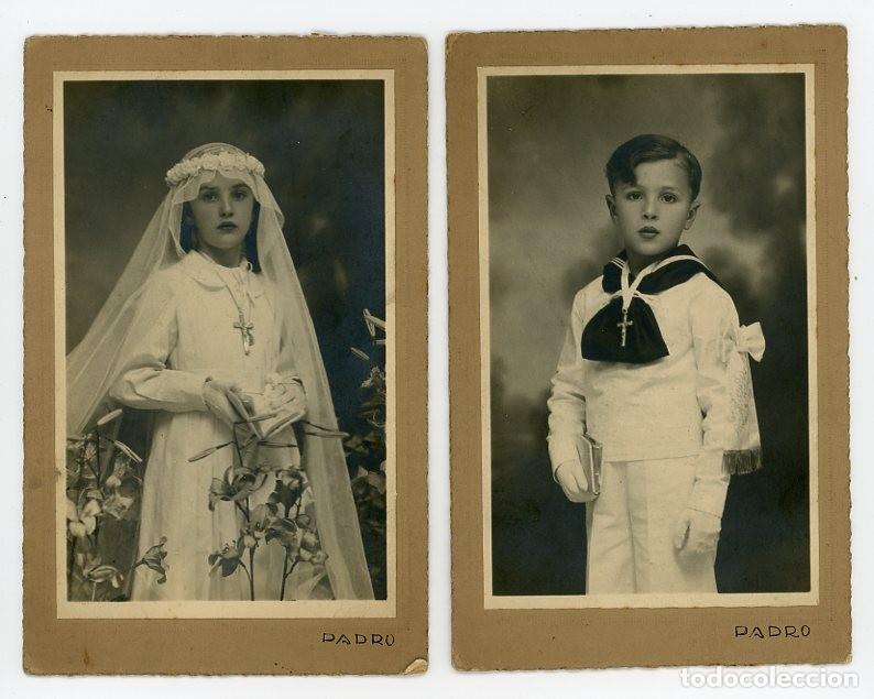 Fotograf&iacute;a antigua: MADRID. PADRO. DOS RETRATOS DE COMUNION.