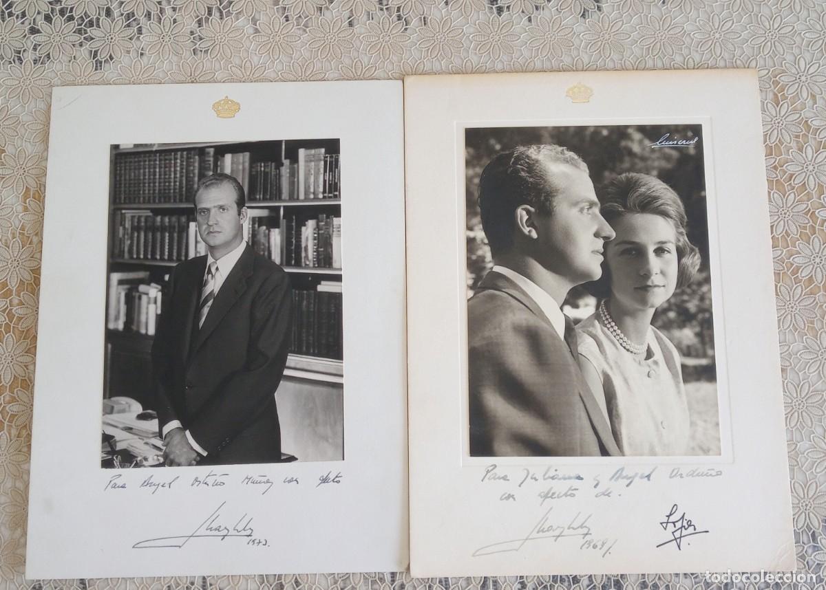 Fotograf&iacute;a antigua: Dos antiguas fotograf&iacute;as firmadas y dedicadas por los reyes de Espa&ntilde;a Juan Carlos y Sof&iacute;a