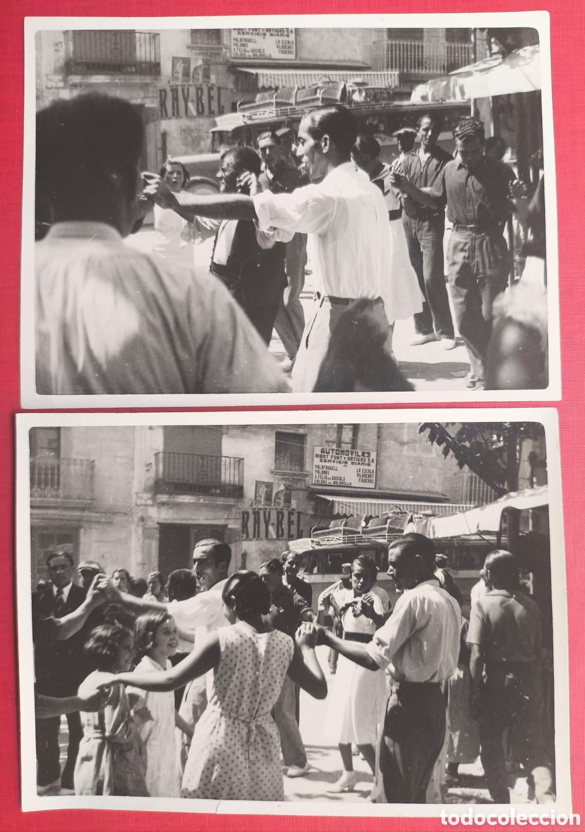 Fotograf&iacute;a antigua: GIRONA LOCALIDAD SIN IDENTIFICAR FOTOGRAF&Iacute;A ANIMADA PLAZA TRANSPORTES SARFA C. 1960