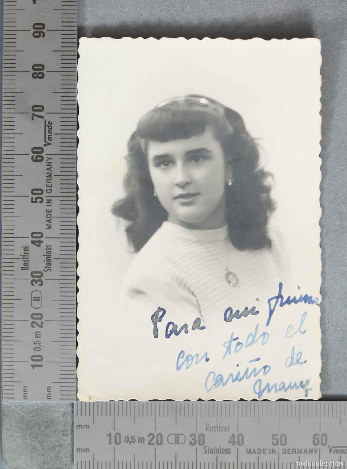 Fotograf&iacute;a antigua: FOTOGRAFIA. Retrato de mujer joven con dedicatoria HACIA 1950