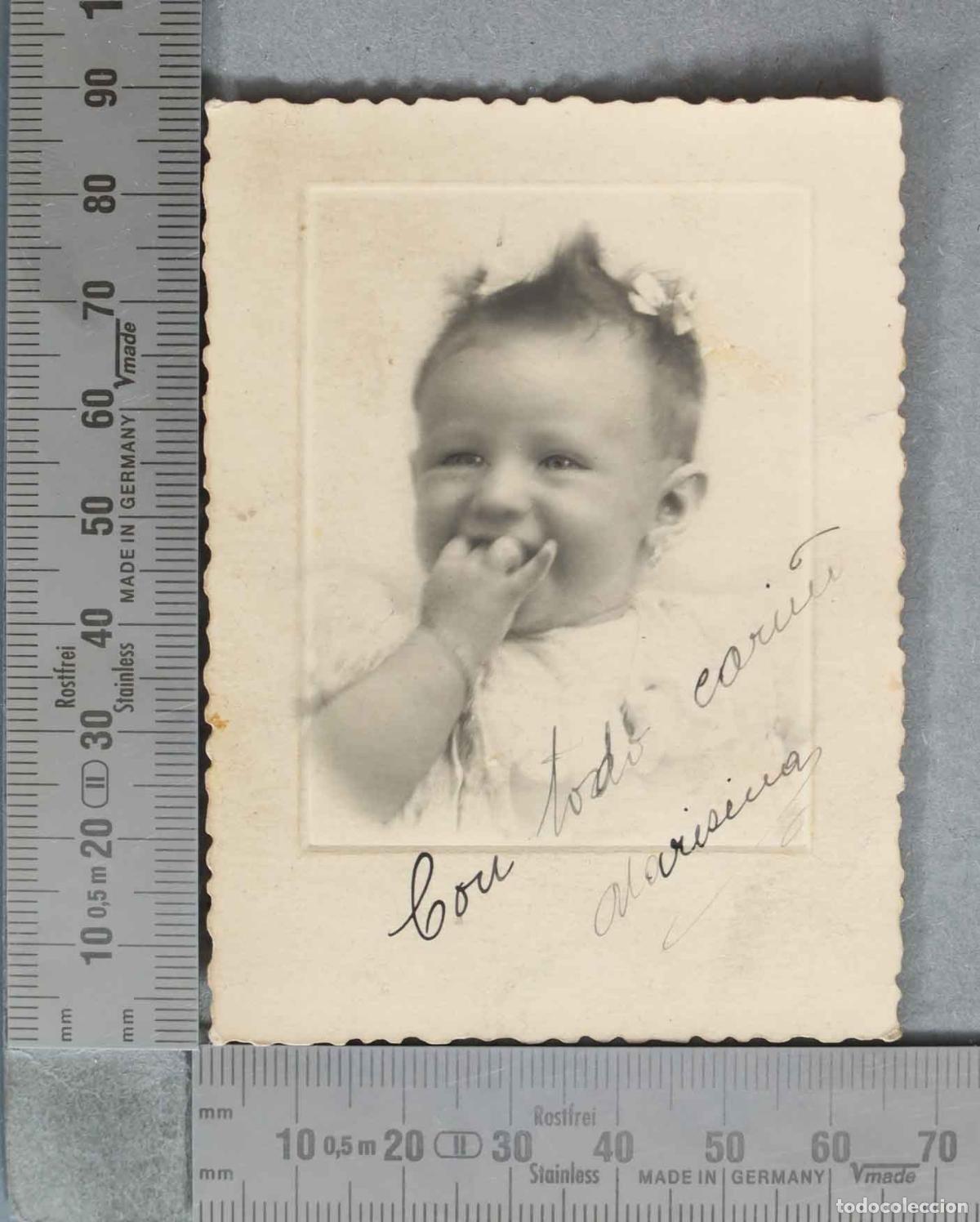 Antique Photography: FOTOGRAFIA. Retrato infantil con dedicatoria manuscrita - HACIA 1940