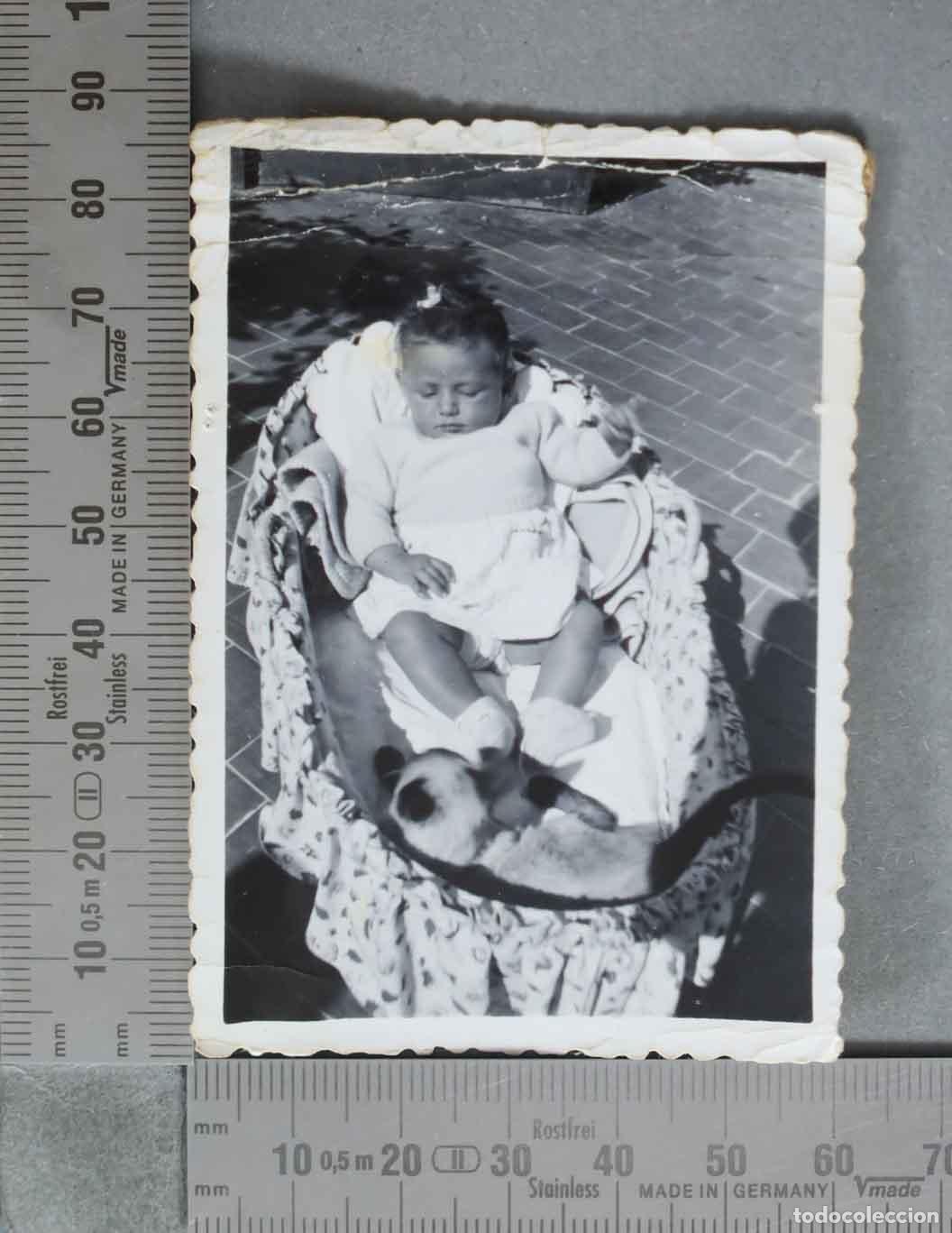 Alte Fotografie: FOTOGRAFIA. Beb&eacute; durmiendo con gato HACIA 1950