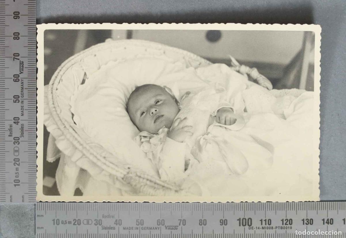 Fotograf&iacute;a antigua: FOTOGRAFIA. Beb&eacute; en mois&eacute;s con bordes festoneados