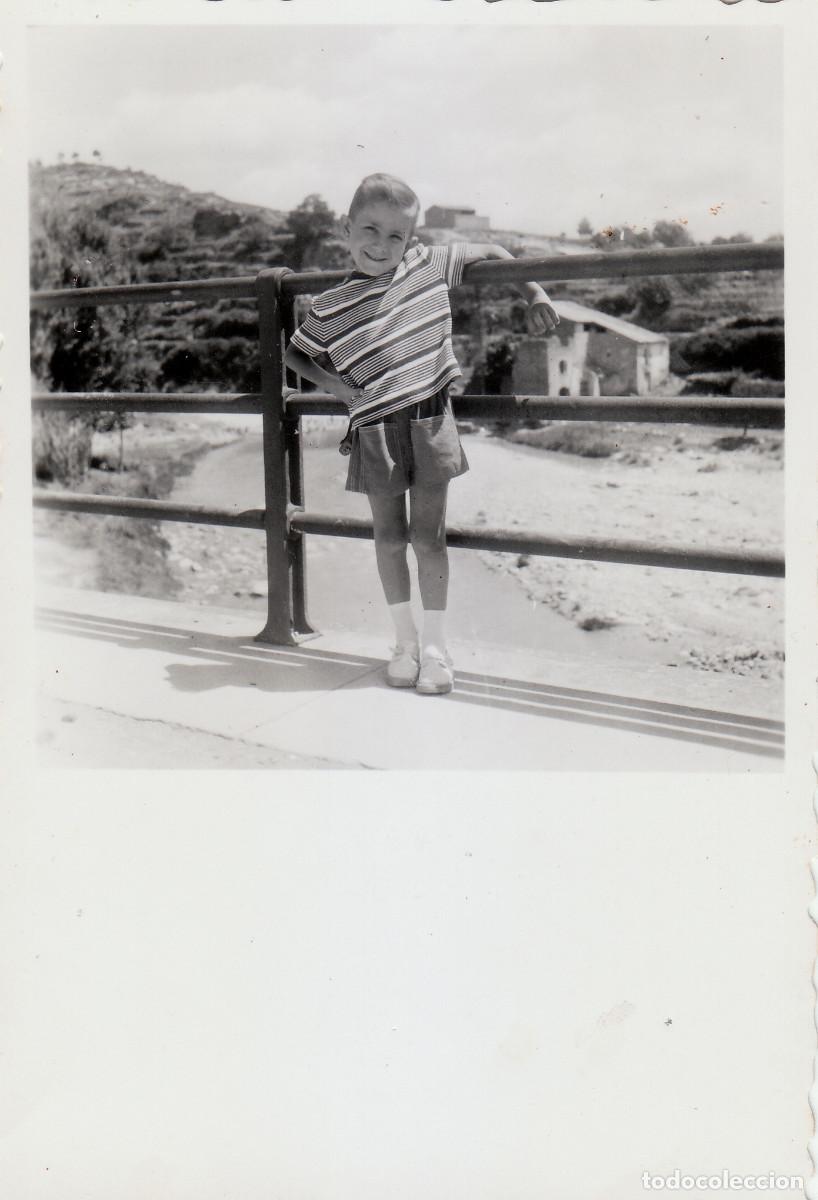 Fotograf&iacute;a antigua: Desaparecido pueblo Campos de Arenoso, Castell&oacute;n. Puente sobre el R&iacute;o Mijares. 50s sv