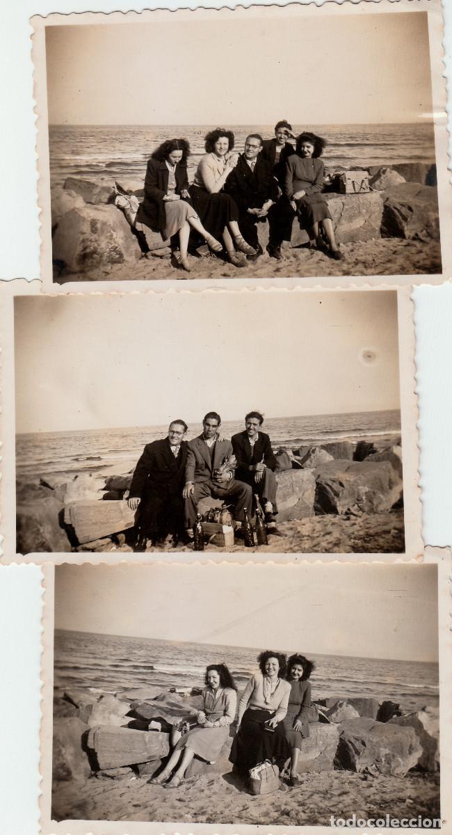 Fotografia antiga: 3 fotos. Amigos en el puerto de Val&egrave;ncia? A&ntilde;os 40 sv