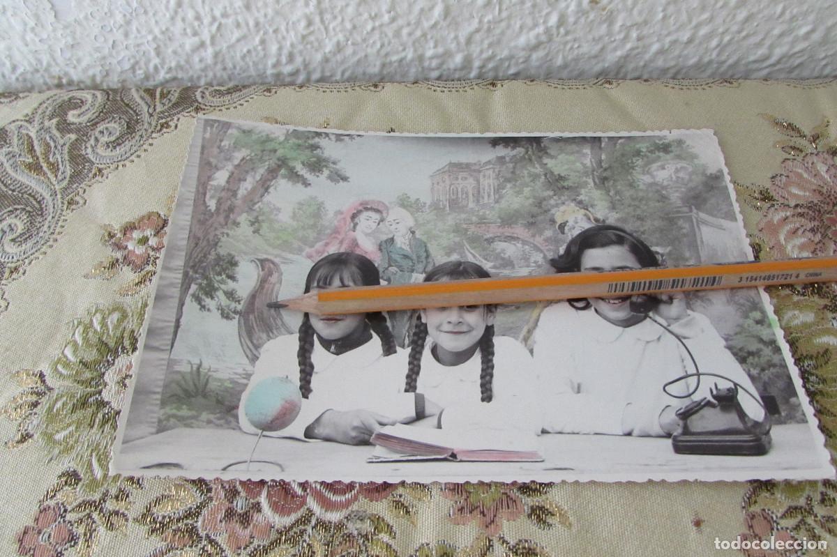 Fotografia antiga: FOTO COLOREADA NI&Ntilde;AS COLEGIO..TELEFONO..