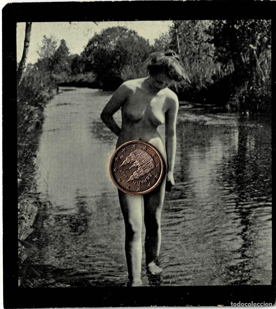 Fotograf&iacute;a antigua: FOTOGRAFIA ESTEROSCOPICA EROTICA DE MUJER EN EL RIO. P-ESTEROTICA-048