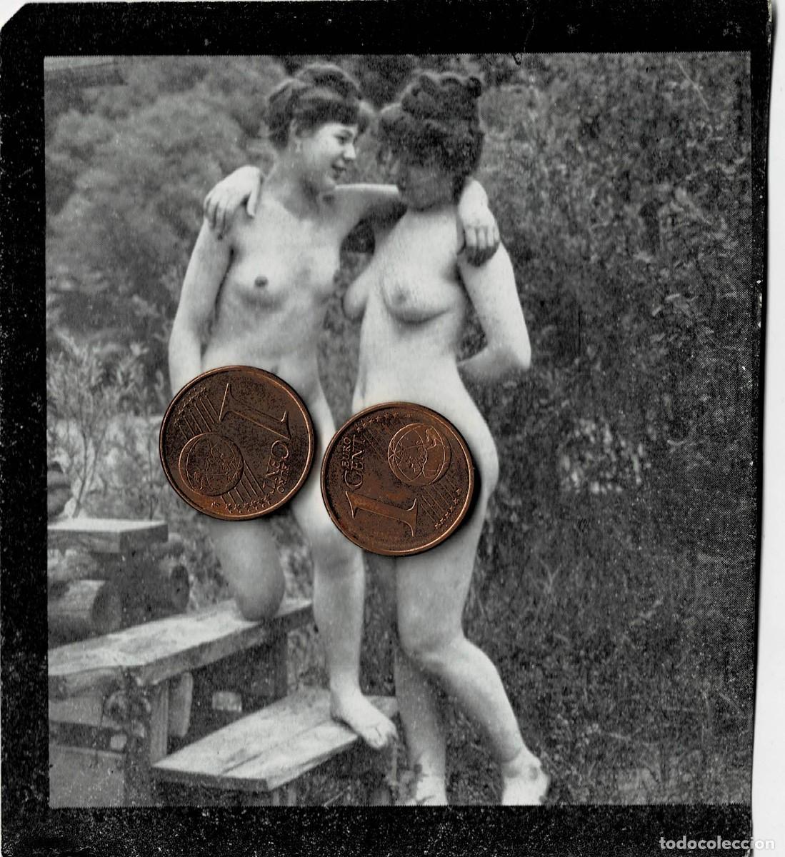 Fotograf&iacute;a antigua: FOTOGRAFIA ESTEROSCOPICA EROTICA DE MUJERES ABRAZADAS EN ESCALERA. P-ESTEROTICA-050