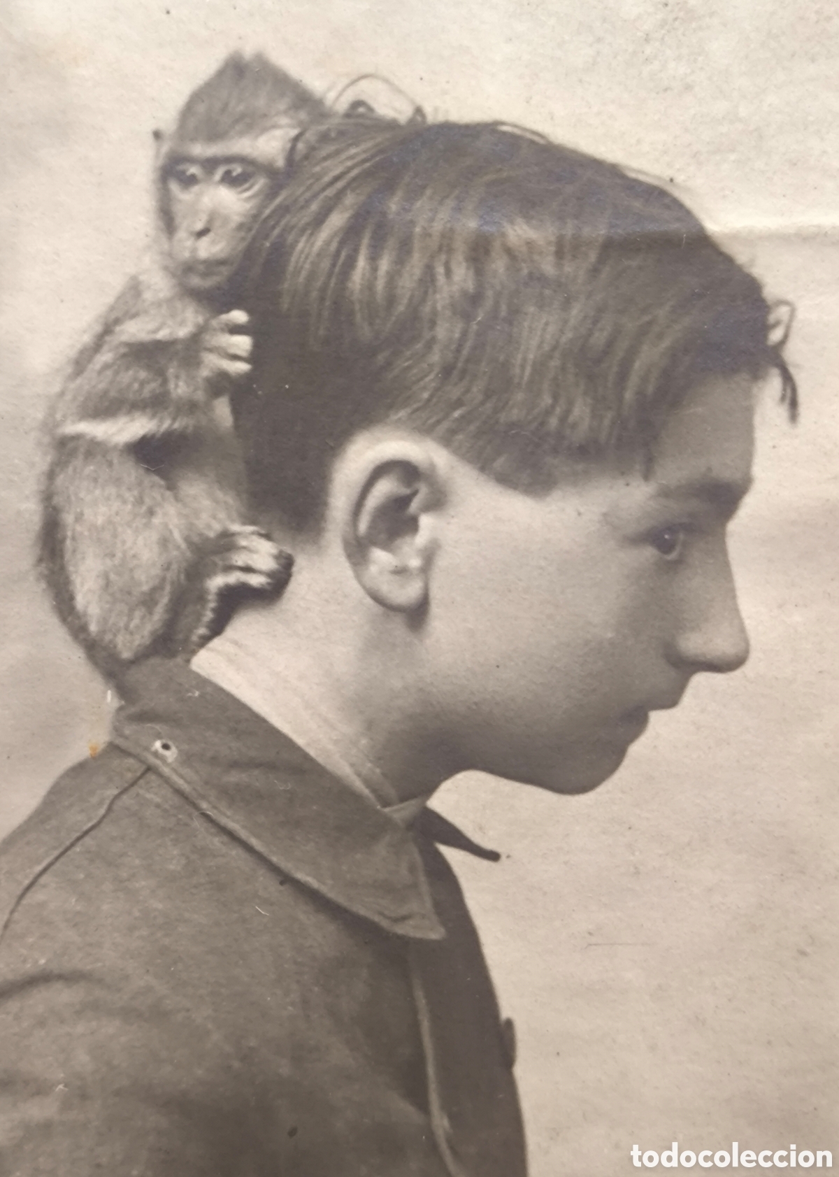 Alte Fotografie: FOTOGRAF&Iacute;A RETRATO CHICO CON CRIA DE MACACO