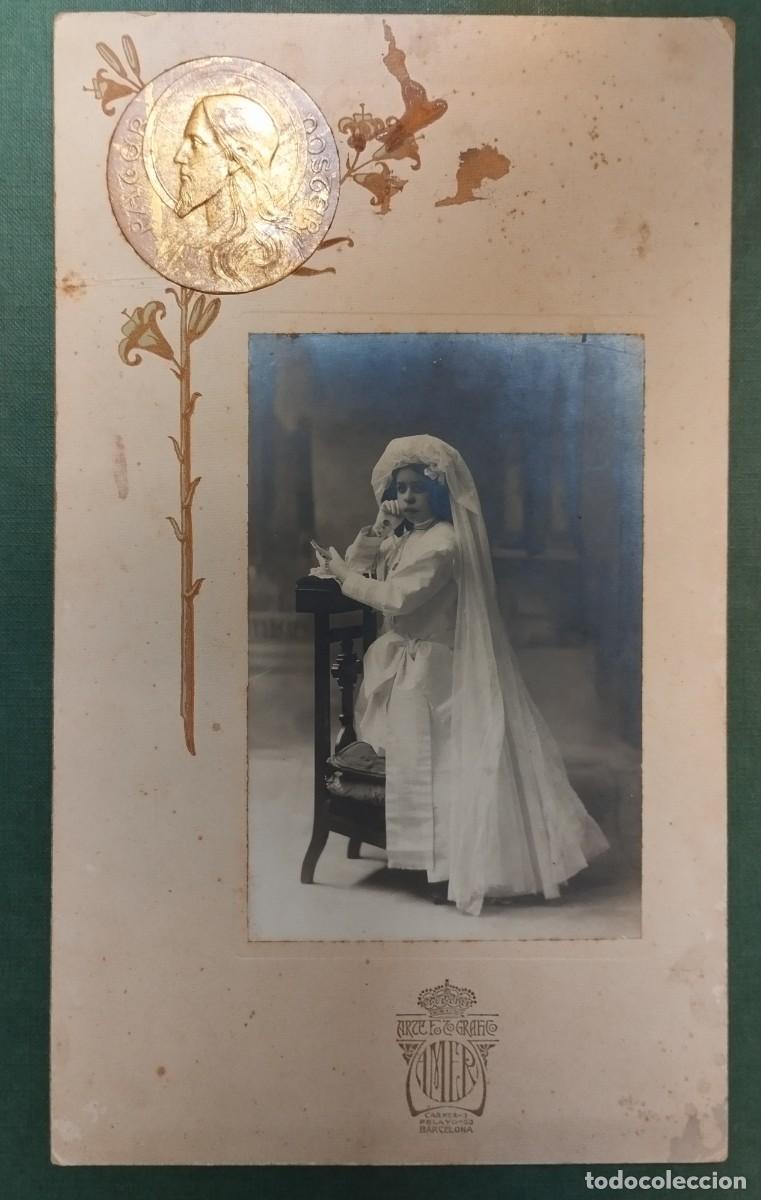 Fotograf&iacute;a antigua: FOTO RECUERDO NI&Ntilde;A PRIMERA COMUNION AMER BARCELONA