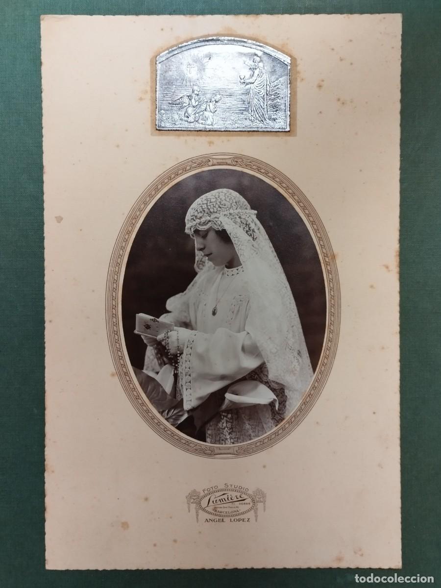 Fotograf&iacute;a antigua: FOTO RECUERDO NI&Ntilde;A PRIMERA COMUNION ANGEL LOPEZ BARCELONA 1932