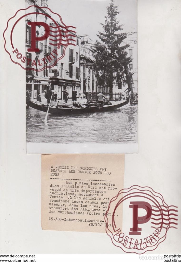 Photographie ancienne: ITALIA VENISE INONDATIONS GONDOLES