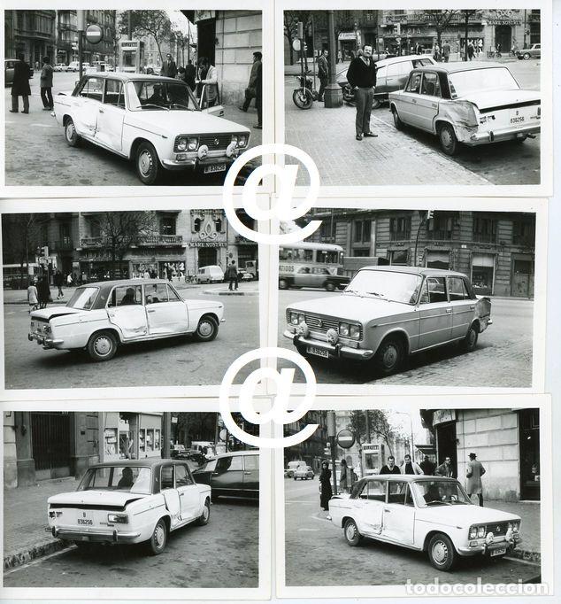 Fotograf&iacute;a antigua: 6 FOTOS COCHE SEAT 1430 MATRICULA BARCELONA ACCIDENTADO