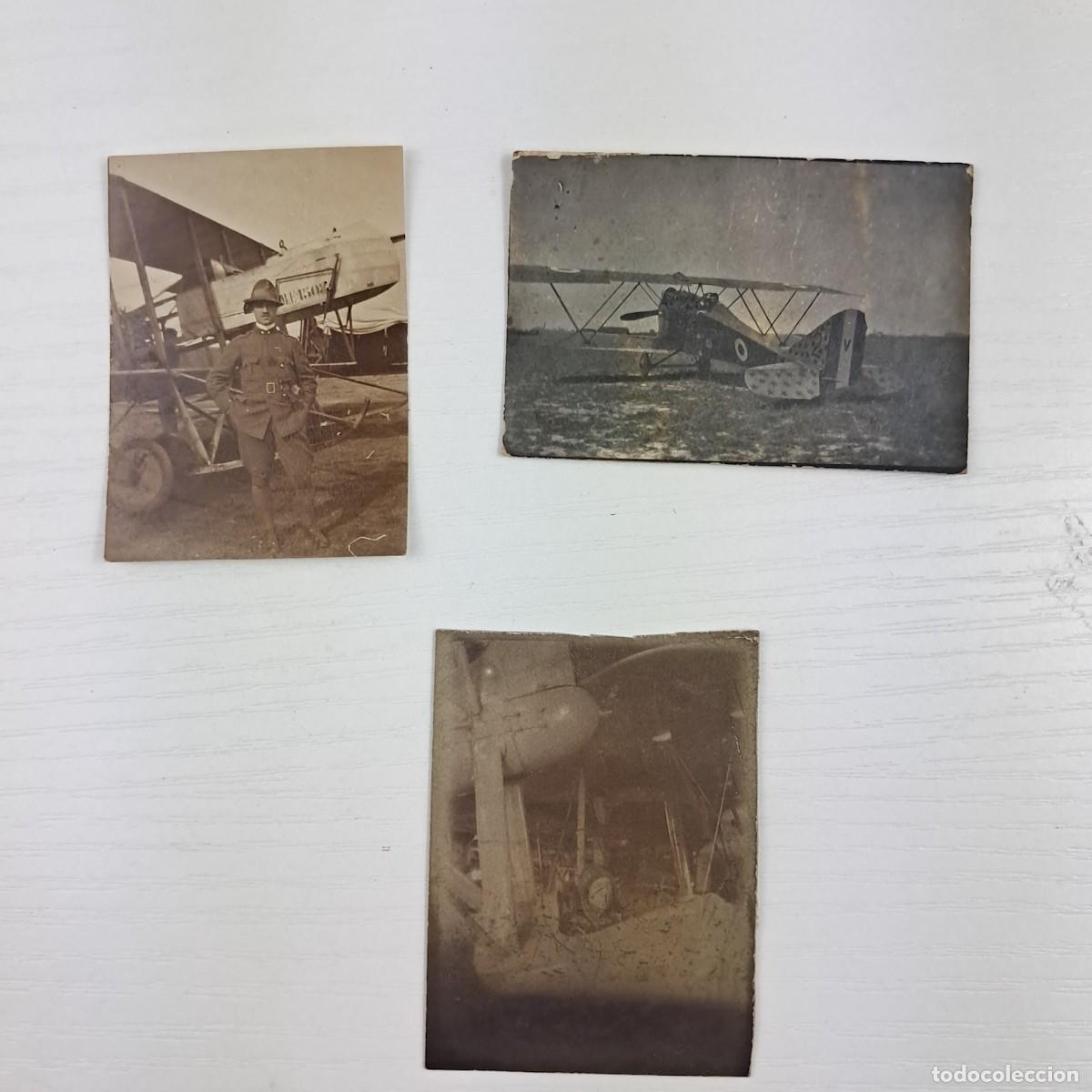 Photographie ancienne: Lotto 3 foto originali aviazione militare WWI/WWII &ndash; pilota e biplani