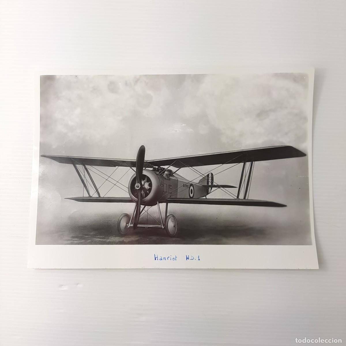 Fotograf&iacute;a antigua: Foto d'epoca aereonautica in b/n raffigurante l'Hanriot HD.1 l' aereo da caccia&nbsp;biplano&nbsp;monoposto