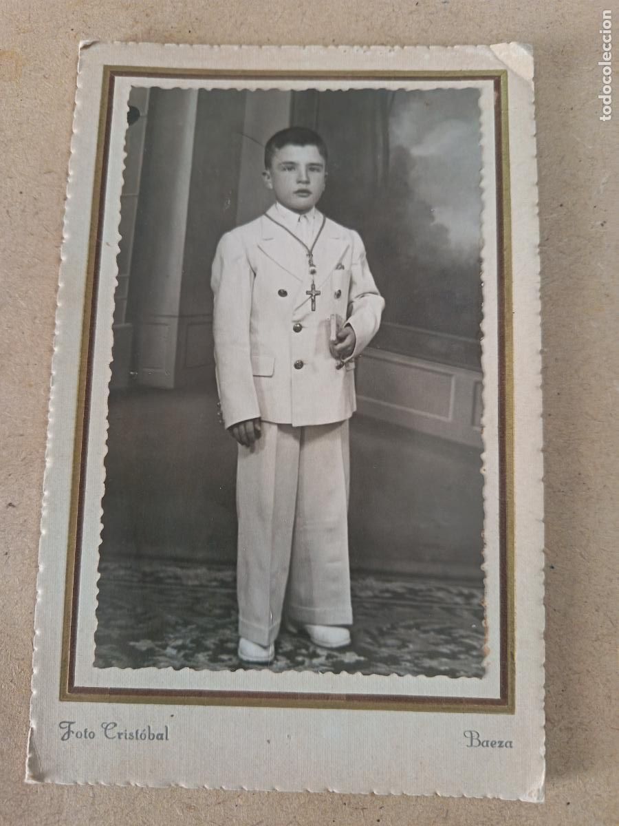 Fotografia antiga: ANTIGUA FOTOGRAFICA DE PRIMERA COMUNION. FOTO CRISTOBAL CRUZ. BAEZA.