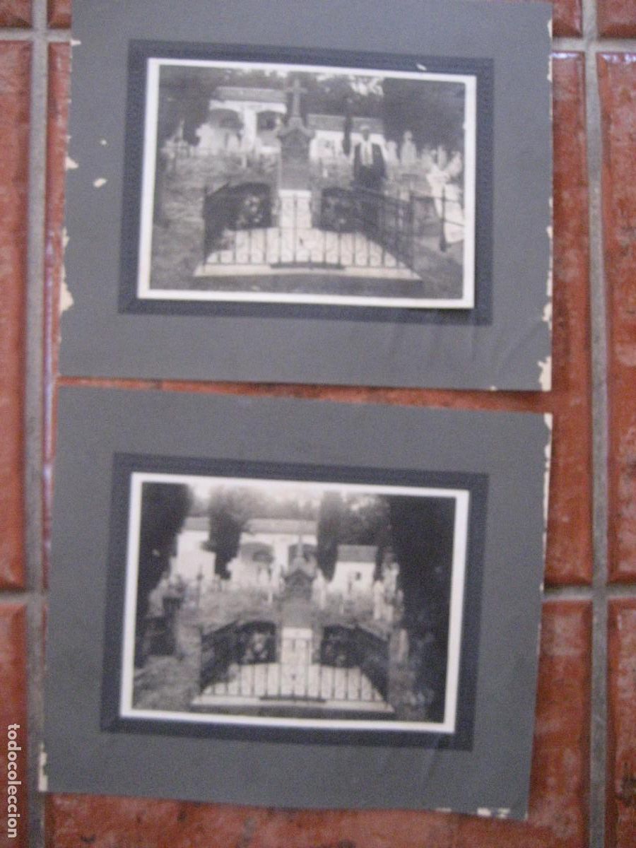 Fotograf&iacute;a antigua: 2 antiguas fotos fotografia cementerio 18/13 cm , pegadas sobre carton