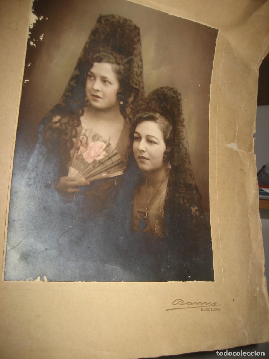 Fotograf&iacute;a antigua: antigua foto fotografia , mujer con mantilla 23/17 cm . fotografo Barnus Barcelona