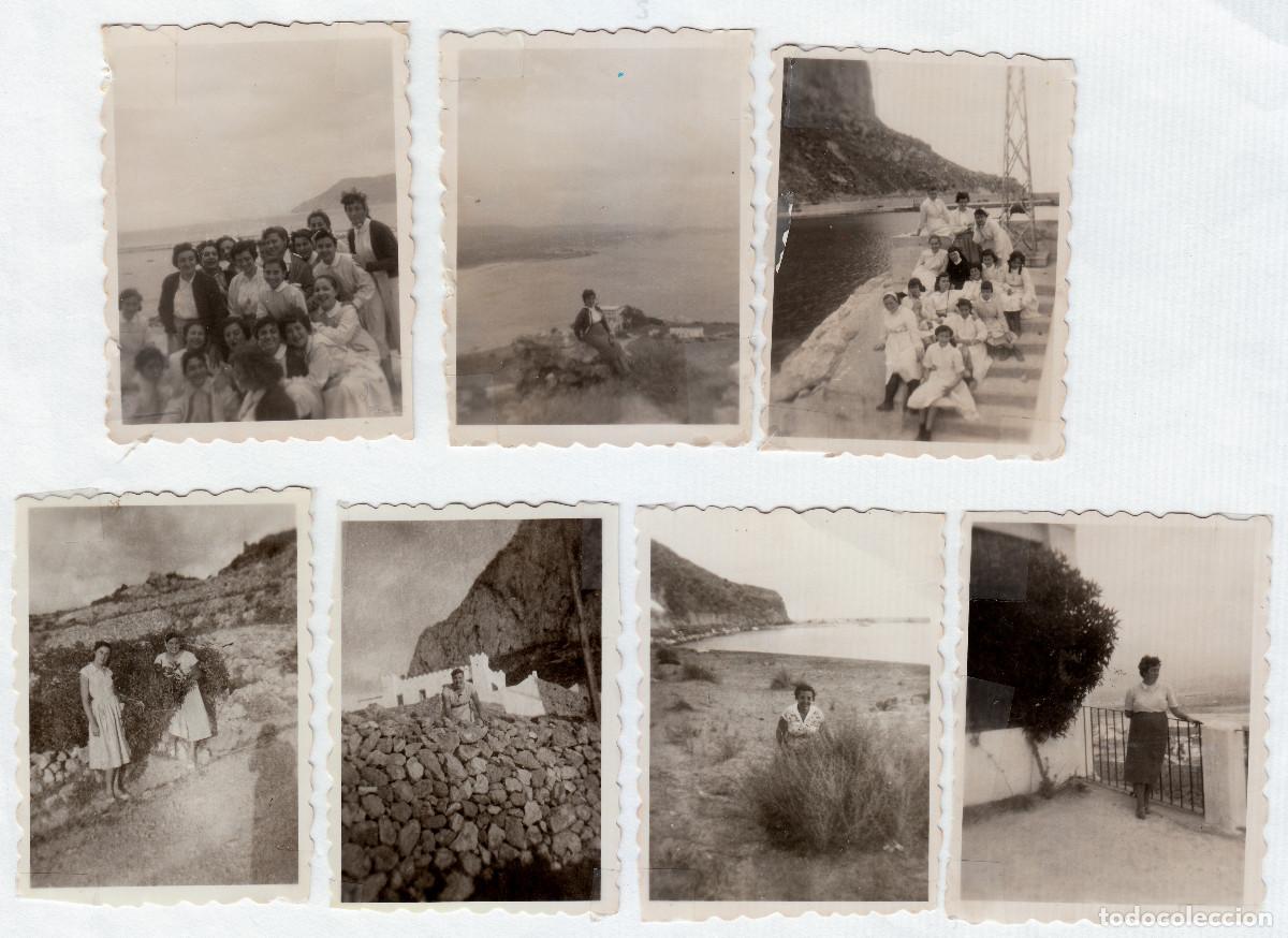 Fotograf&iacute;a antigua: Lote 7 fotos. Mujeres. Vistas del Pe&ntilde;&oacute;n de Ifach, Alicante. A&ntilde;os 50 g aa