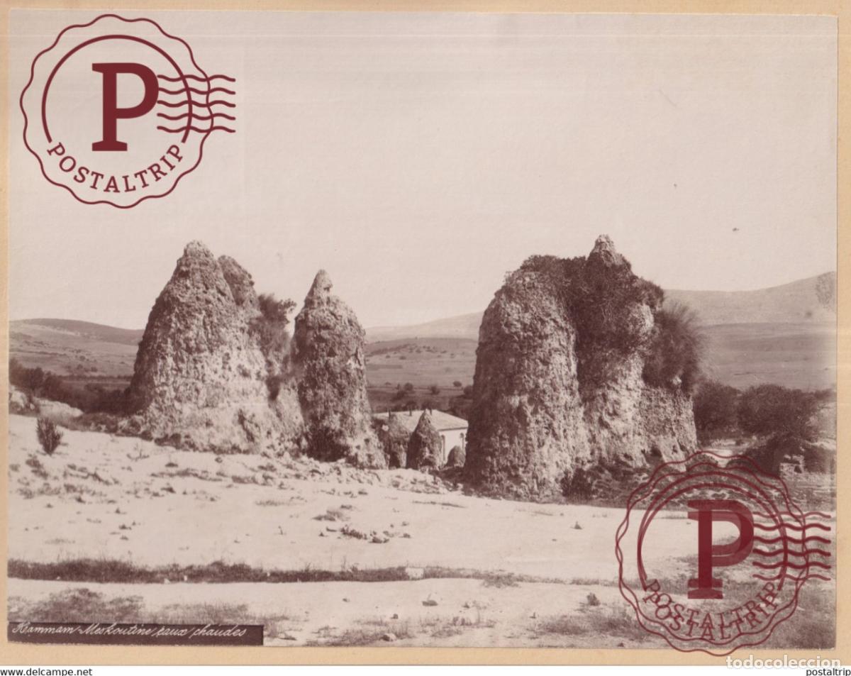 Fotograf&iacute;a antigua: hammam meskoutine eaux chaudes ALGERIA 26 *20 CM ARGELIA ALGERIA ALGERIE AFRIQUE PHOTOGRAPHIE