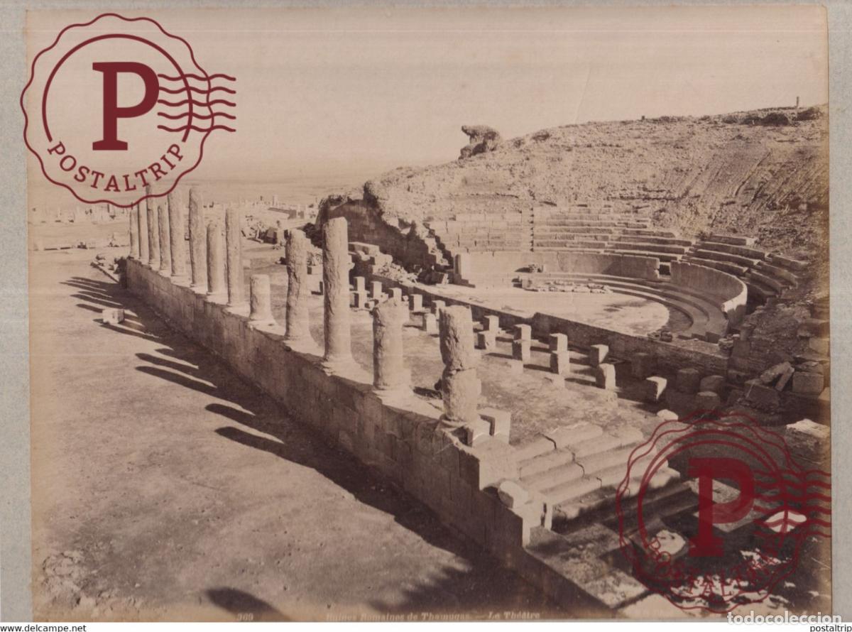 Fotograf&iacute;a antigua: RUINES ROMAINES DE THAMUGAS LE THEATRE THEATER 30 *22 CM ARGELIA ALGERIA ALGERIE AFRIQUE PHOTOGRAP