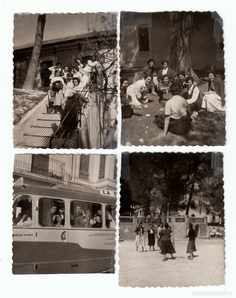 Fotograf&iacute;a antigua: Lote 4 fotos. Mujeres en el autob&uacute;s. Onteniente, Val&egrave;ncia. A&ntilde;os 50 g aa