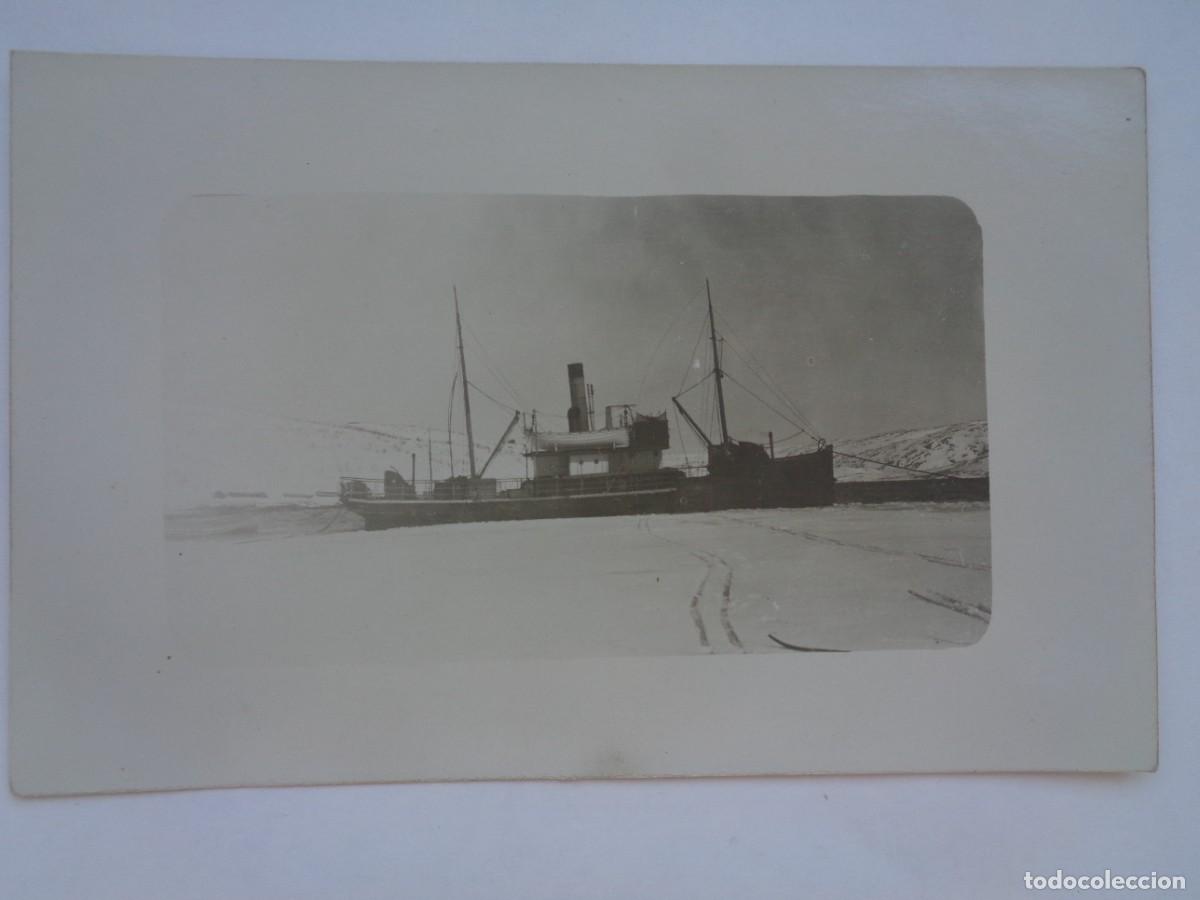 Fotograf&iacute;a antigua: FOTO DE BARCO PESQUERO EN EL HIELO . FINLANDIA 1922