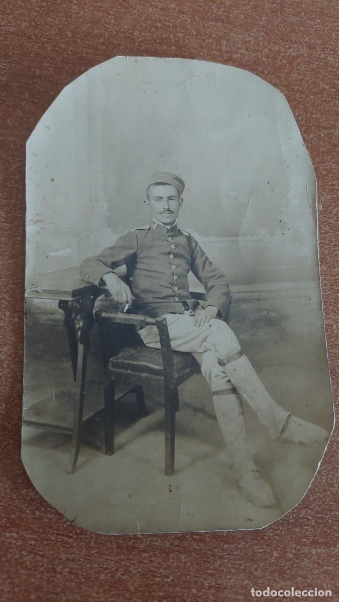 Fotograf&iacute;a antigua: Antigua foto postal soldado 14 regimiento ralladillo de pantal&oacute;n y perneras