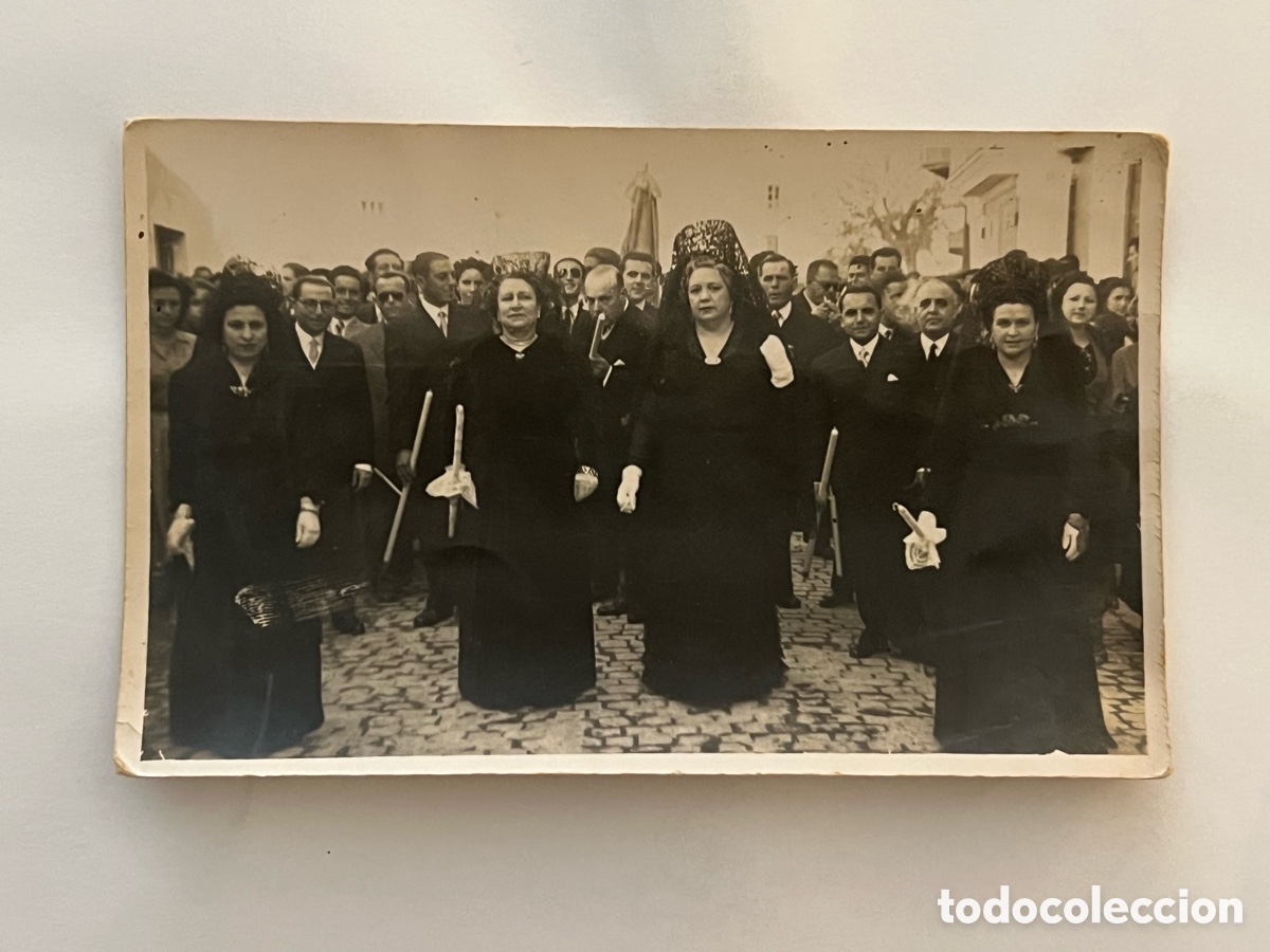 Fotograf&iacute;a antigua: CHIVA (Valencia) Antigua fotograf&iacute;a Clavarios de la Virgen del Castillo (a.1949-50)