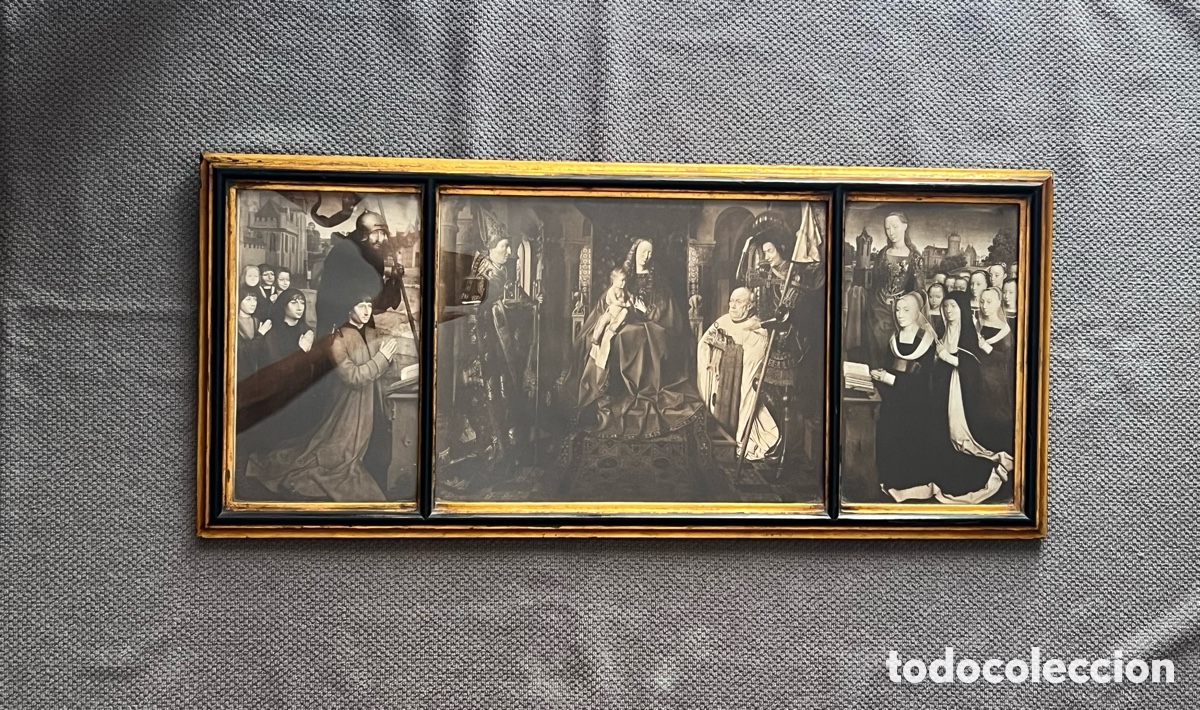 Fotograf&iacute;a antigua: TR&Iacute;PTICO central, La Virgen del can&oacute;nigo Van der Paele, laterales, Moreel St. William; St. Barbara.