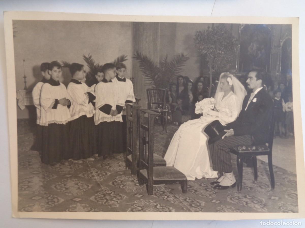 Antique Photography: FOTO DE BODA : NOVIO CON CHISTERA Y CORO DE MONAGUILLOS ...... 12 X 17 CM