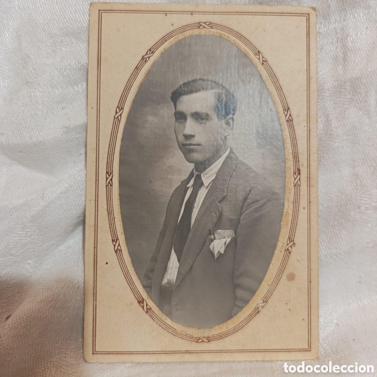 Fotograf&iacute;a antigua: Fotograf&iacute;a antigua 1920 aprox - Retrato de joven ,Mora Fot&oacute;grafo ,Moral de Calatrava,Ciudad Real