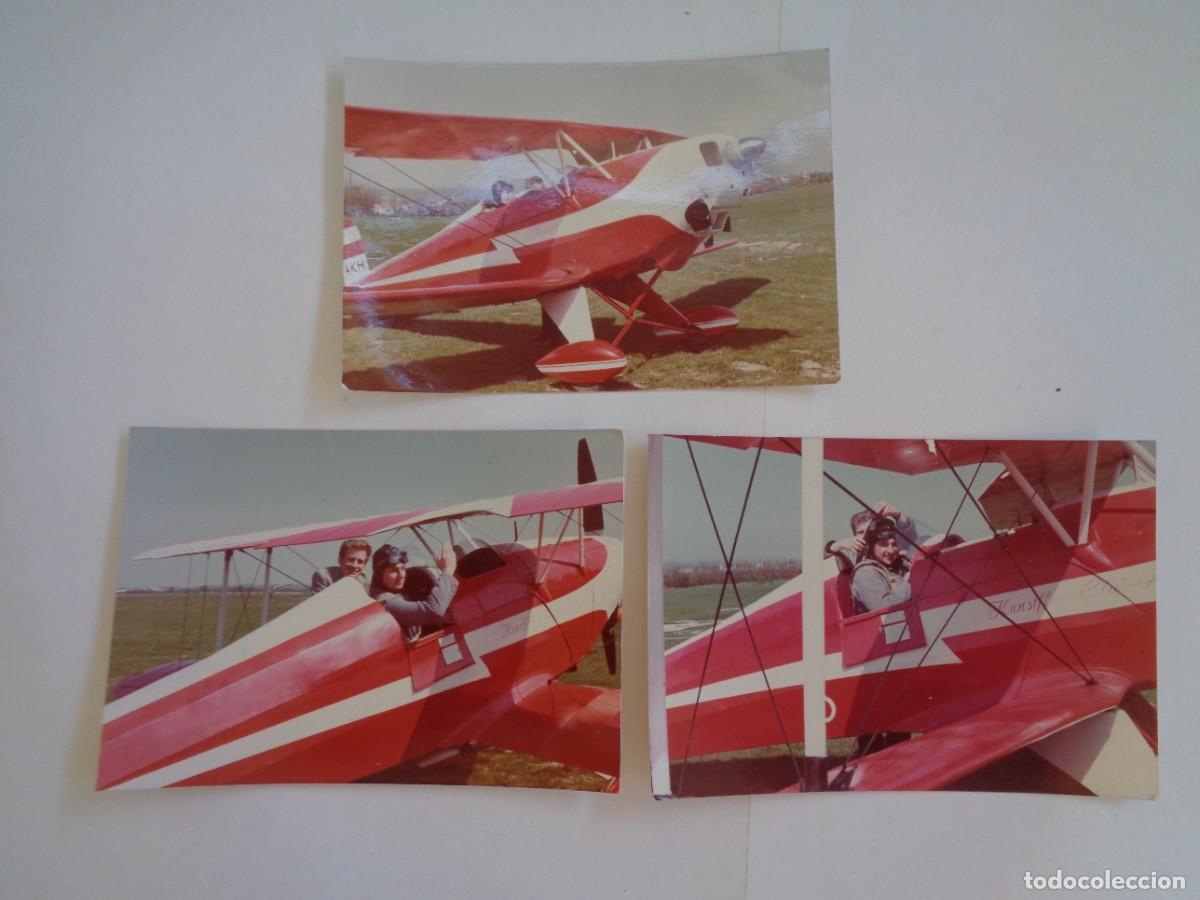 Fotograf&iacute;a antigua: LOTE DE 3 FOTOS DE HOMBRE EN UN AVION , AVIONETA