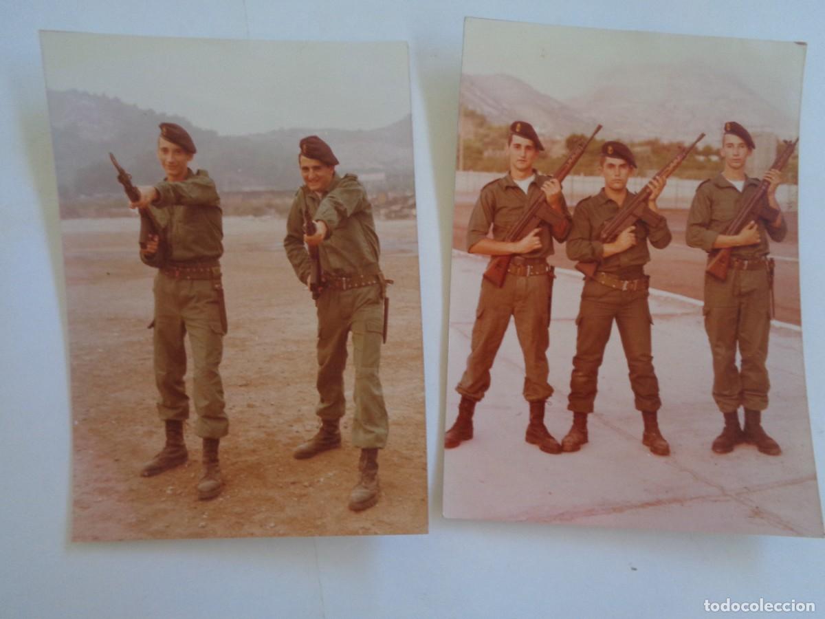 Fotograf&iacute;a antigua: LOTE DE 2 FOTOS DE MILITARES DE INFANTERIA DE MARINA CON ROPA DA CAMPA&Ntilde;A Y CETME