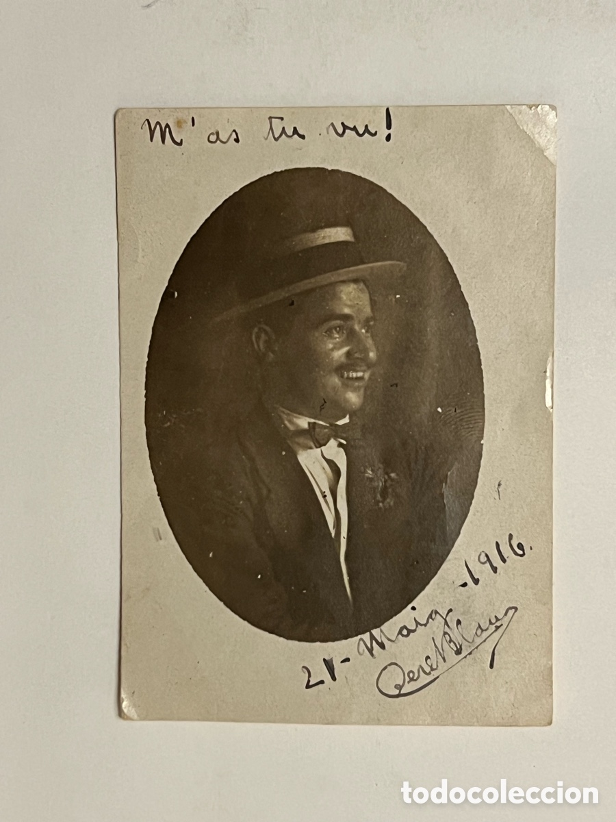 Fotograf&iacute;a antigua: FOTOGRAF&Iacute;A.. El Dandi del Canotier. Francia (a.1916) Medidas: 9 x 6 cm.,