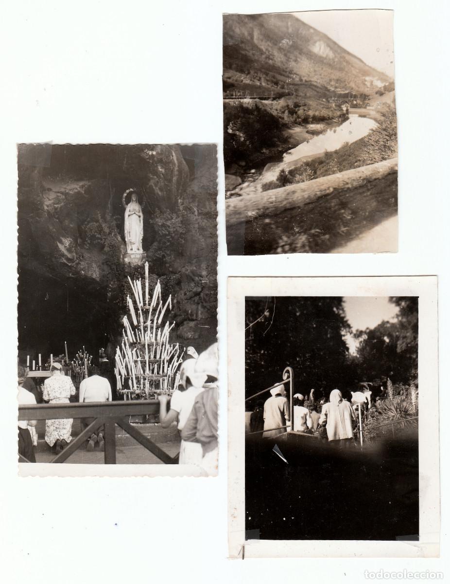 Fotograf&iacute;a antigua: Lote 4 fotos. Virgen, Gruta, Santuario. Camino, romer&iacute;a a Lourdes. A&ntilde;os 50 g aa