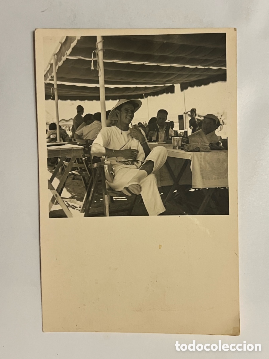 Fotograf&iacute;a antigua: LAS ARENAS.. Valencia?? Fotograf&iacute;a en el Merendero cerca de los Balnearios de Playa (h.1950?)