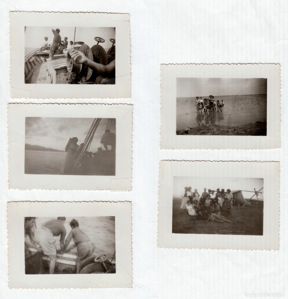 Fotograf&iacute;a antigua: 6 fotos. Playa, puerto, d&iacute;a de pesca. San Carlos de la R&aacute;pita, Tarragona. A&ntilde;os 50 g aa