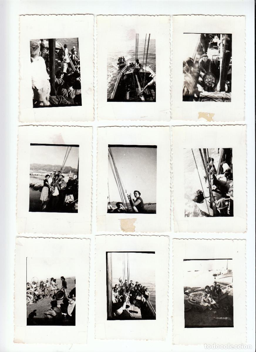 Fotograf&iacute;a antigua: 9 fotos. Playa, puerto, d&iacute;a de pesca. San Carlos de la R&aacute;pita, Tarragona. A&ntilde;os 50 g aa