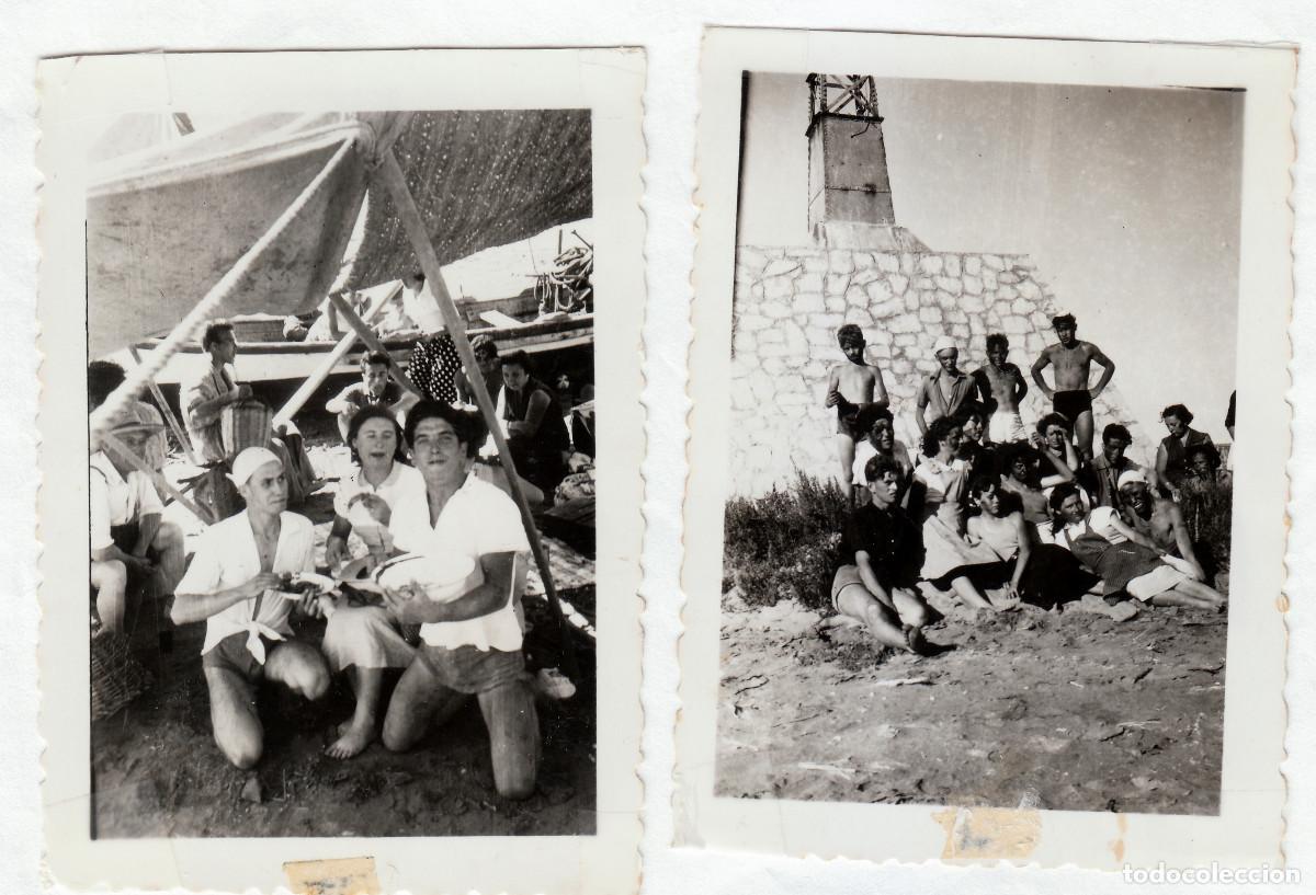 Fotograf&iacute;a antigua: 2 fotos. Ba&ntilde;istas. Puerto, playa. San Carlos de la R&aacute;pita, Tarragona. A&ntilde;os 50 g aa