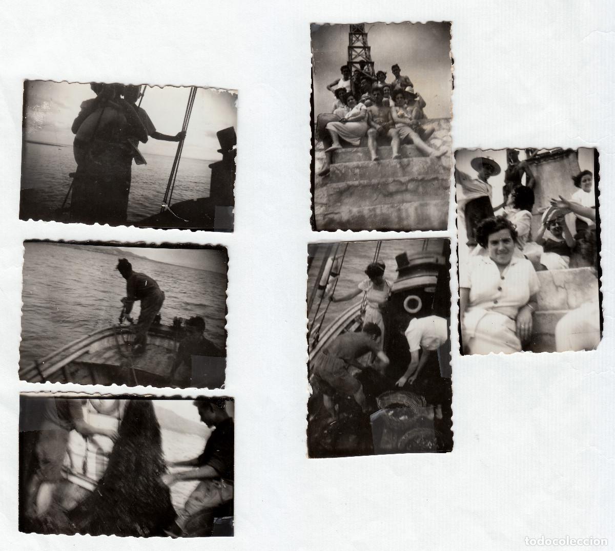 Fotograf&iacute;a antigua: 6 fotos. D&iacute;a de pesca. Puerto, playa. San Carlos de la R&aacute;pita, Tarragona. A&ntilde;os 50 g aa
