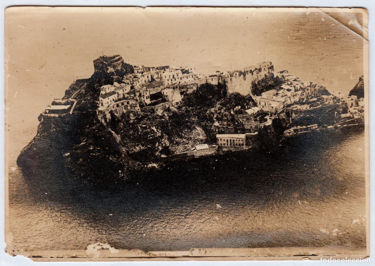 Fotograf&iacute;a antigua: Interesante fotograf&iacute;a. Vista a&eacute;rea Pe&ntilde;&oacute;n de V&eacute;lez de la Gomera, Melilla Guerra del Rif A&ntilde;os 10-20