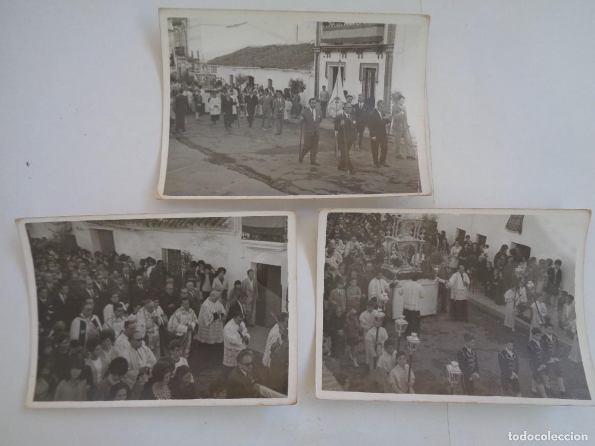 Fotograf&iacute;a antigua: LOTE DE 3 FOTOS DE PROCESION DEL CORPUS EN LOCALIDAD DESCONOCIDA . POSIBLEMENTE ARACENA ( HUELVA )